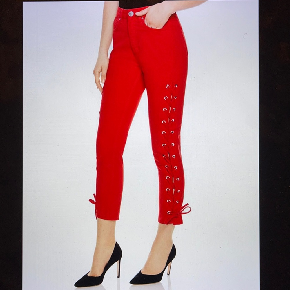 NWT Sandro Hadera Cropped Lace Up Jeans